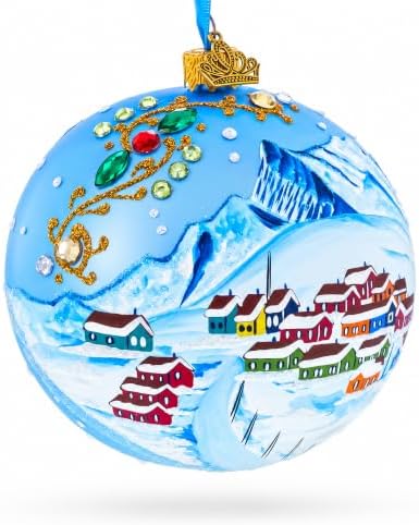Greenland's Northern Lights Glass Ball Christmas Ornament