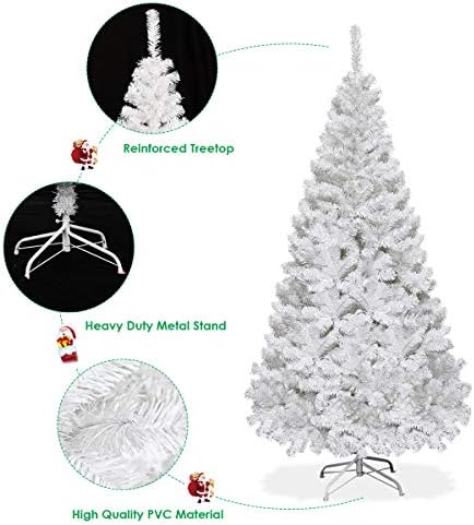 Goplus 6ft White Christmas Tree with Solid Metal Legs Perfect for Holiday Indoor and Outdoor Decoration