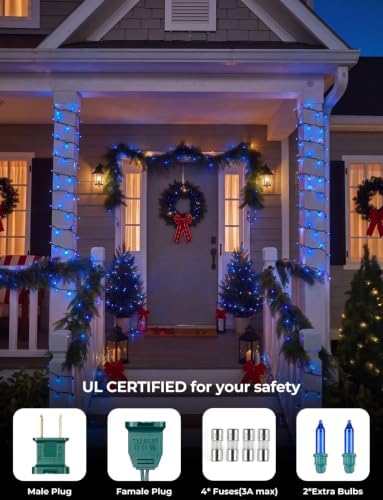 Brightown Blue Christmas Lights, 20FT 100 Count Incandescent Mini String Lights, Connectable Waterproof Fairy Light Christmas Decorations for Indoor Outdoor Xmas Tree Garland Garden Patio Party Decor