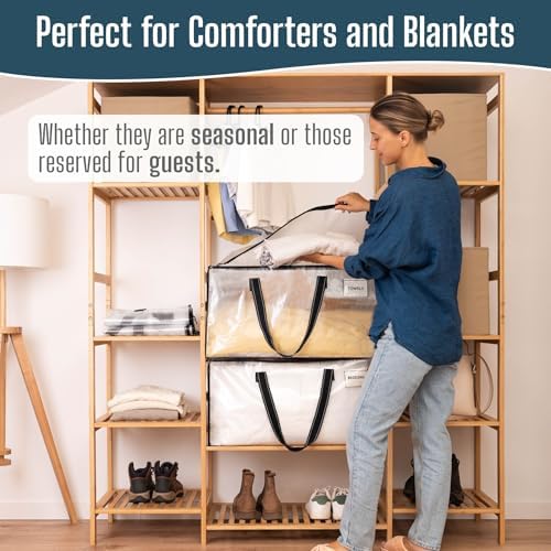 VENO Moving Bags, Storage Bags, Wide Open Top, Clear, 4 Pack