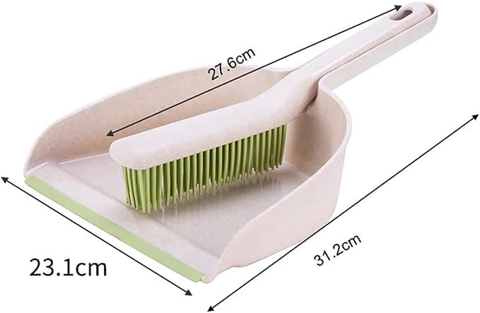 Brush and Dustpan Set, Small Portable Rubber Hand Broom with Mini Dustpan for Desk Cleaning