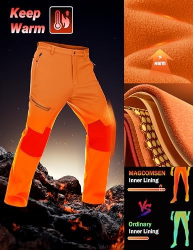 MAGCOMSEN Men's Snow Ski Winter Pants Waterproof Hiking Fleece Lined Pants