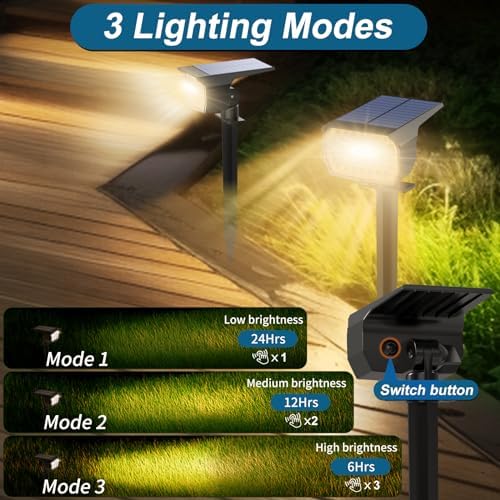 WENATY Solar Spot Light Outdoor Landscape Spotlights 6 Pack Warm White