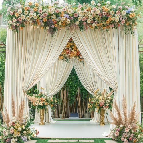 8 Panels Beige Backdrop Curtain for Wedding Parties Wrinkle Free Beige Photo Curtains Backdrop Drapes Fabric Decoration for Baby Shower Photography 40ft(W) x 10ft(H)