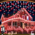 33ft Red and White Icicle Lights for Outside, 400 LED Christmas Lights