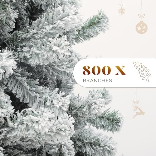 YITAHOME 6ft Snow Flocked Artificial Christmas Tree with 880 Branch Tips