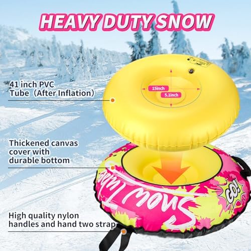 Inflatable Heavy Duty Snow Tube Durable Fabric Cover(Green/Red)