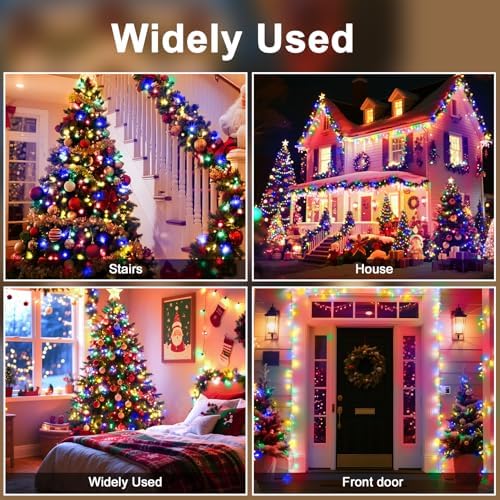 196 FT 500 LED String Lights Outdoor Indoor, Christams String Lights Waterproof 8 Modes & Timer, Fairy Lights Plug in for Bedroom, Weeding, Patio, Party, Christmas Decor(Multicolor)