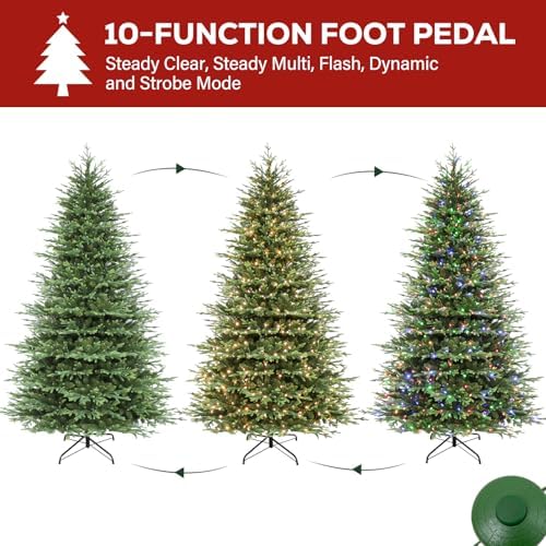 Hykolity 9 ft Prelit Christmas Tree with 600 Multicolor LEDs
