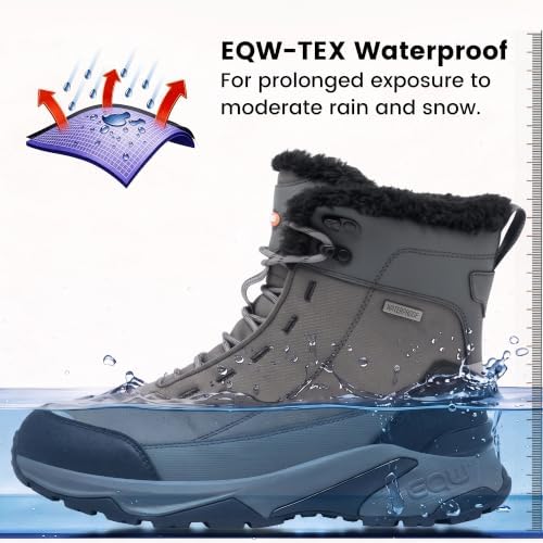 EQW Men's Snow Boots Waterproof Insulated Non-Slip Lightweight
