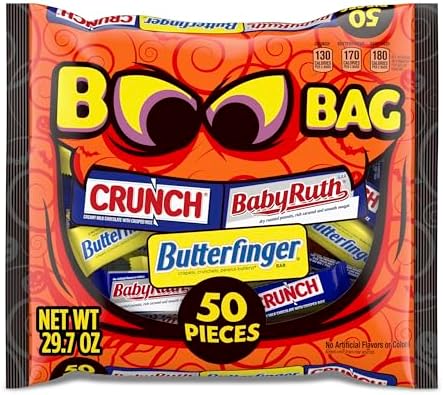 Butterfinger, CRUNCH and Baby Ruth Fun Size, Assorted Candy Bars, Great for Sharing, Bulk 50 Count Variety Pack, 29.7 oz
