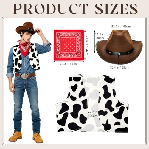 7Pcs Halloween Costumes for Couples, Shepherdess & Cowboy Costume