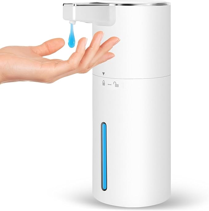 Automatic Soap Dispenser Liquid Touchless: 13.52oz/400ml Wall Mounted USB Rechargeable - 4-Level Adjustable Modern Electric Hand Soap Dispenser - Kitchen Bathroom Kids Family White