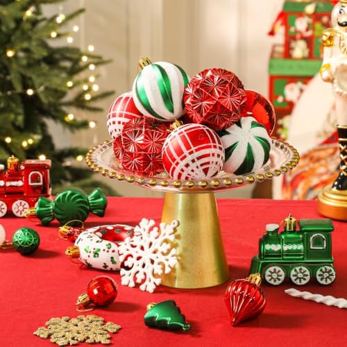 82pcs Christmas Balls Ornaments Set, Shatterproof Plastic Decor