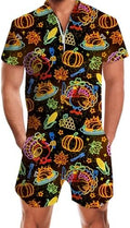 RAISEVERN Mens Romper Male Zipper Shorts Sleeve One Piece Bro Outfits