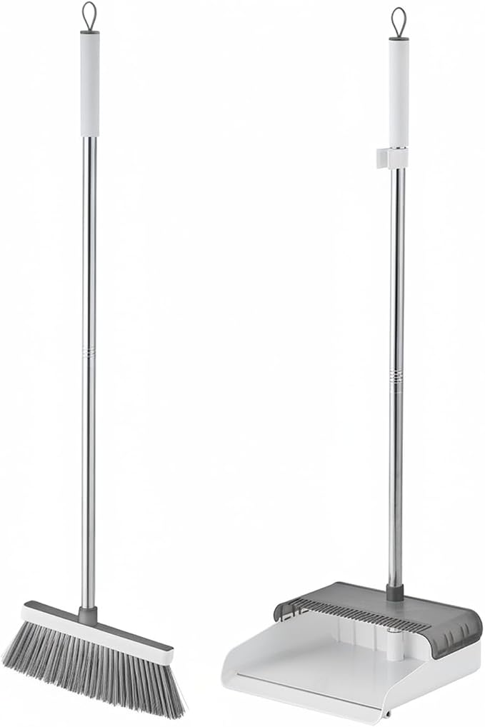 Foldable Broom and Dustpan Set, Compact Angle Broom with Integrated Storage for RV, Camper, and Small Apartment Cleaning