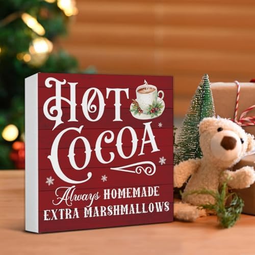 Hot Cocoa Bar Decorations - Christmas Decor, Hot Chocolate Bar Wooden Sign