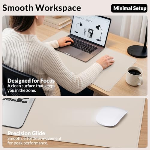 AFIING Desk Mat, Beige, 23.6" x 13.8", Desk Pad Protector