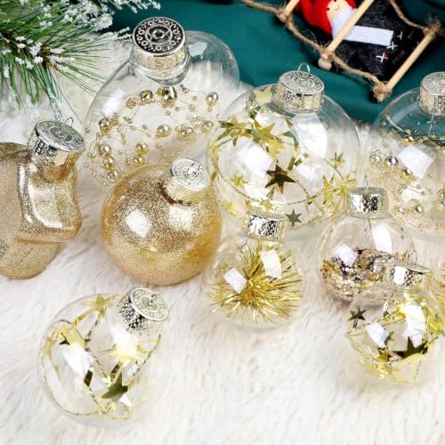 SHareconn 100PCS Christmas Tree Ornaments Clear Set, Gold