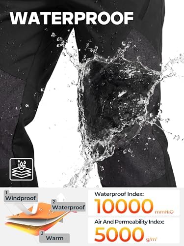 FREE SOLDIER Men's Waterproof Ski Pants Winter Thermal Pants