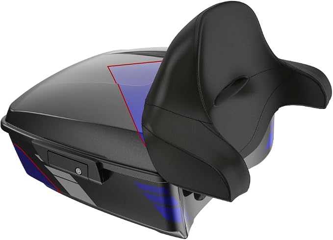 Advanblack 2025 RG Tour Trunk Pack Blue Streak King Tour Trunk Pack+Wrap-Around Backrest Pad Fits For Harley Touring CVO Road King Street Glide Electra Glide Ultra Limited 1997-2025