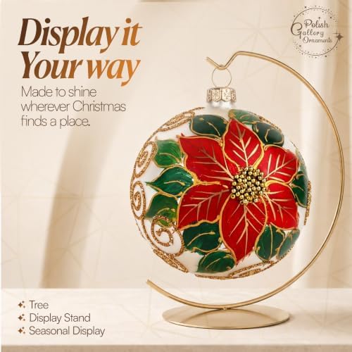 Hand Blown Glass Ball Christmas Ornament, 5 in, Wintry Silver