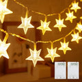 Minetom Star String Lights Battery Operated - 2 Pack 17 ft 50 LED Star Fairy String Lights with Timer, Waterproof for Indoor Bedroom Tent Loft Bed Patio Party Wedding Decor, Warm White