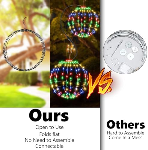 Flacchi Set of 2 Sizes Battery Operated Christmas Ball Lights Multicolor