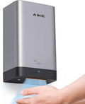 AIKE Compact Hand Dryer for Home Bathroom, Cover ABS Polycarbonate Design, 110V Silver Model AK2822