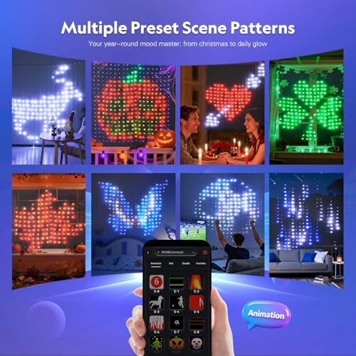 JMEXSUSS 400 LED Smart Curtain Lights for Halloween and DIY Fun, 6.5x6.5 ft