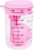 7 Piece Kitchen Measuring Tool, Plastic Measuring Cup Measuring Spoon with Scale Scale Set Plastic Measuring Cup Set Kitchen Tool, Nesting Measuring Cups Measuring Cups, for Cooking (Pink)