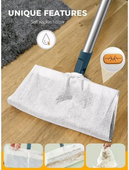Broom and Dustpan Set for Home, Extendable to 50.4'' Long Handle Broom and Dustpan Set, Blue