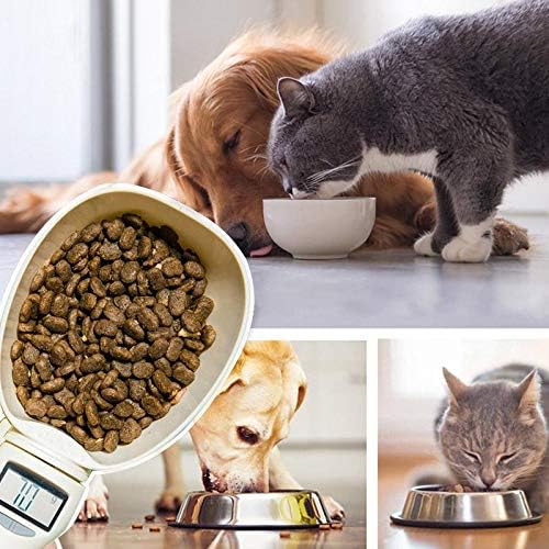 Dog Food Scale Cup Cat Food Bowl Kitchen Scale Bowl Spoon Measuring Cup Portable LED Display White