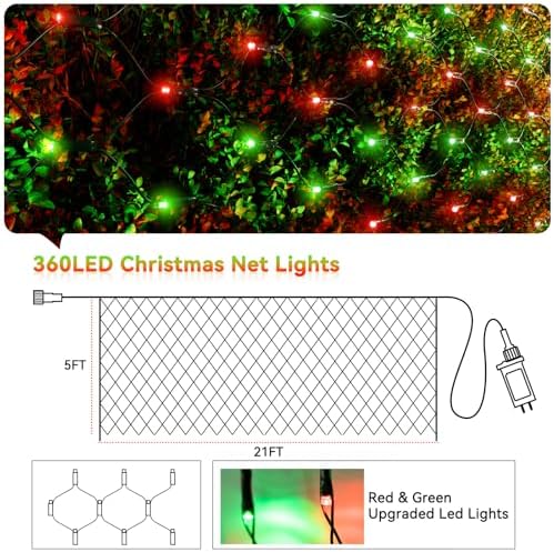 LitHome 21FT x 5FT Christmas Net Lights Outdoor Waterproof Connectable