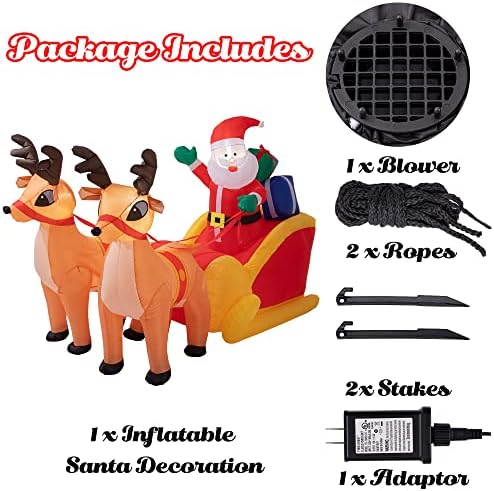 Sunnyglade 4.5x7FT LED Christmas Inflatables Santa & Reindeer Outdoor Decor