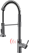 GIMILI Black Stainless Touchless Kitchen Faucet Motion Sensor Kitchen Faucets with Pull Down Sprayer Single Handle Kitchen Sink Faucet