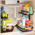 REALINN Under Sink Organizer, 2 Pack Height Adjustable Under Sink Organizers and Storage, 2 Tier Pull Out Drawer Cabinet Storage for Kitchen Bathroom