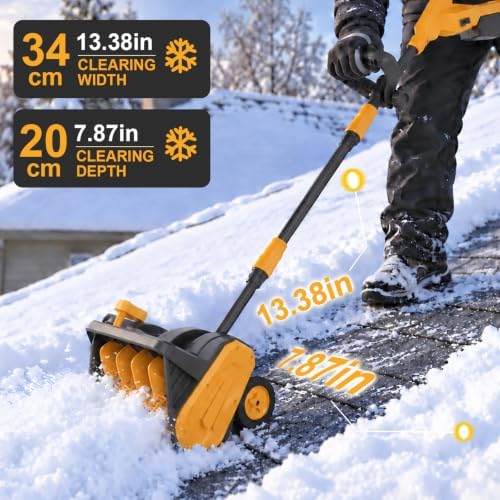 JOBABY Cordless Snow Shovel with Battery, 13" Electric Snow Blower Cordless