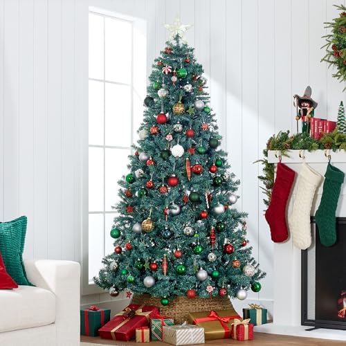 Best Choice Products Artificial Christmas Tree, 6ft Premium Unlit Realistic Spruce Holiday Décor w/Dense Branches, Metal Base – Blue Spruce