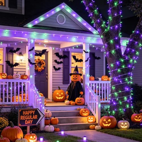 JMEXSUSS 600 LED Purple Green String Lights Plug in Indoor Outdoor