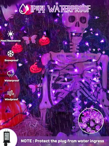 250 LED Linkable C6 Halloween Lights 82FT Purple Halloween Lights Outdoor