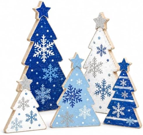Christmas Decorations Indoor, 5pcs Blue Christmas Tree Home Decor