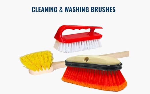 Weiler 79109 20" Utility Scrub Brush, Yellow Polypropylene Fill, Long Handle, Foam Block (Pack of 12)