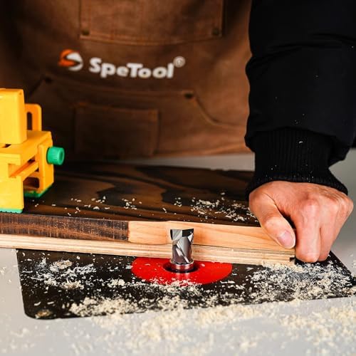 SpeTool Carbide Compression Top Bearing Flush Trim Router Bit 1/4" Shank 1/2" Cutting Diameter Extra Long Spiral Pattern Template Router Bit for Woodworking Edge Trimming