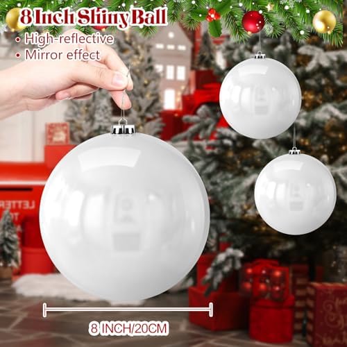 Zubebe 6 Pcs 8 Inch Large Outdoor Christmas Ball Ornaments,White