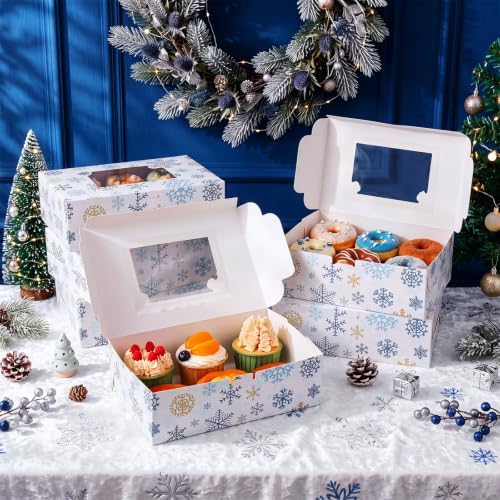 Tenceur 24 Pcs Christmas Cookie Box Window,8.7 x 5.8 x 2.8'',Frost