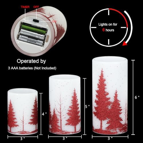 Christmas Tree Flameless Candles Battery Operated with 6H Timer
