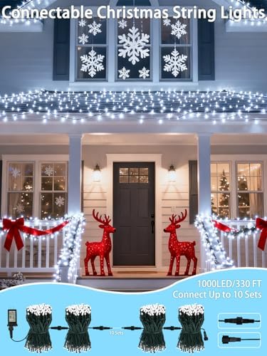 2 Pack 200 LED Christmas Lights 13 Modes Extendable Christmas Tree Lights