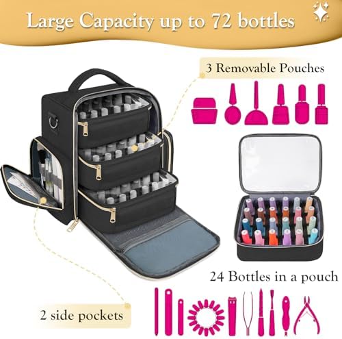 YOREPEK Nail Polish Organizer Holds Up to 72 Bottles (15ml-0.5 fl.oz)