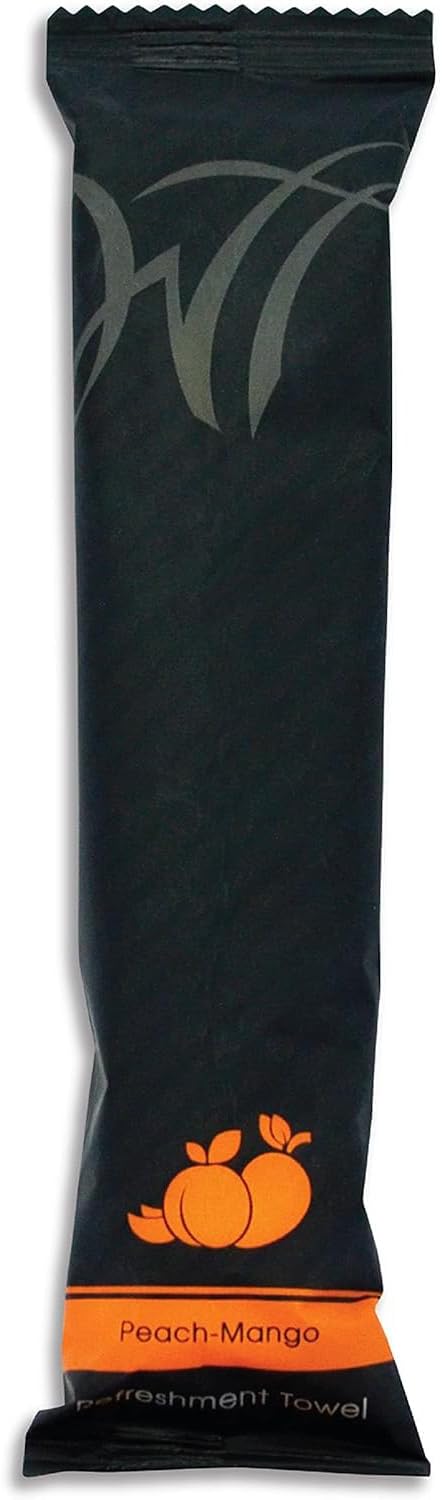 White Towel Services 8" x 8" inch Moist Cotton Towel Individually Wrapped - Lavender and Peach-Mango (Case of 100) - Single-Use Oshibori Style Cotton Hospitality Towels
